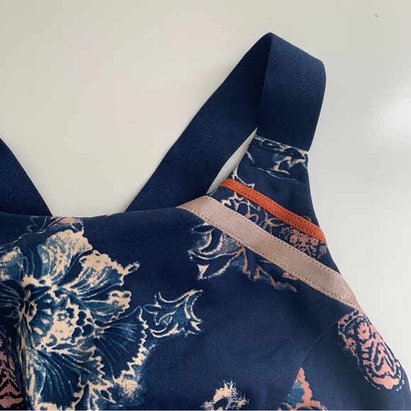 Free People Sports Bra Small Navy Blue Floral Freestyle Racerback - Picture 5 of 9